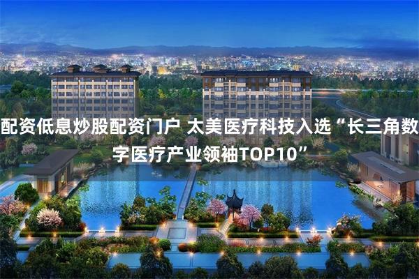 配资低息炒股配资门户 太美医疗科技入选“长三角数字医疗产业领袖TOP10”