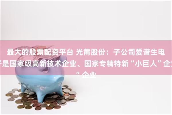 最大的股票配资平台 光莆股份：子公司爱谱生电子是国家级高新技术企业、国家专精特新“小巨人”企业