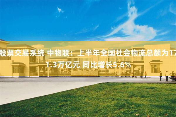 股票交易系统 中物联：上半年全国社会物流总额为171.3万亿元 同比增长5.6%