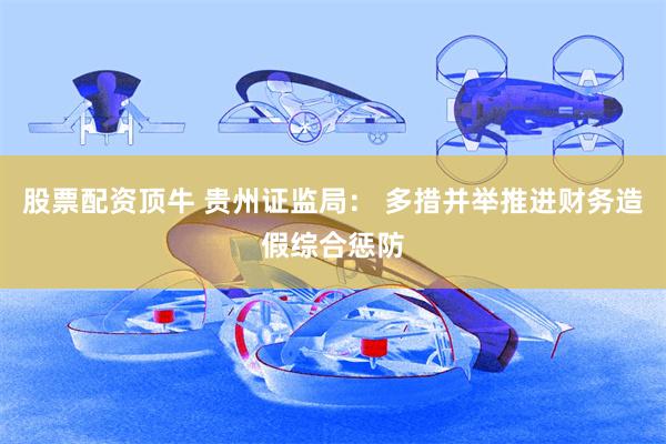 股票配资顶牛 贵州证监局： 多措并举推进财务造假综合惩防