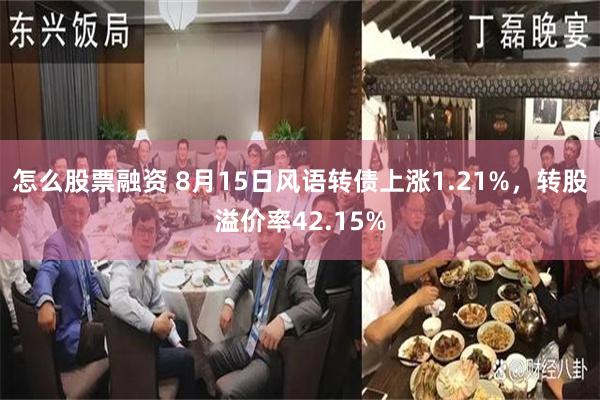 怎么股票融资 8月15日风语转债上涨1.21%，转股溢价率42.15%